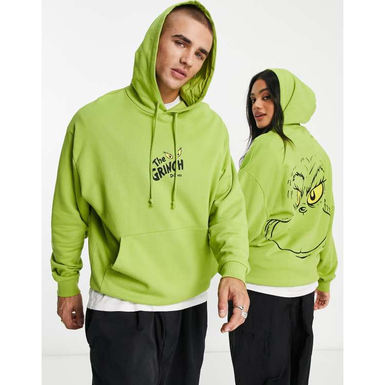 ASOS DESIGN oversized hoodie with Christmas Grinch print in green