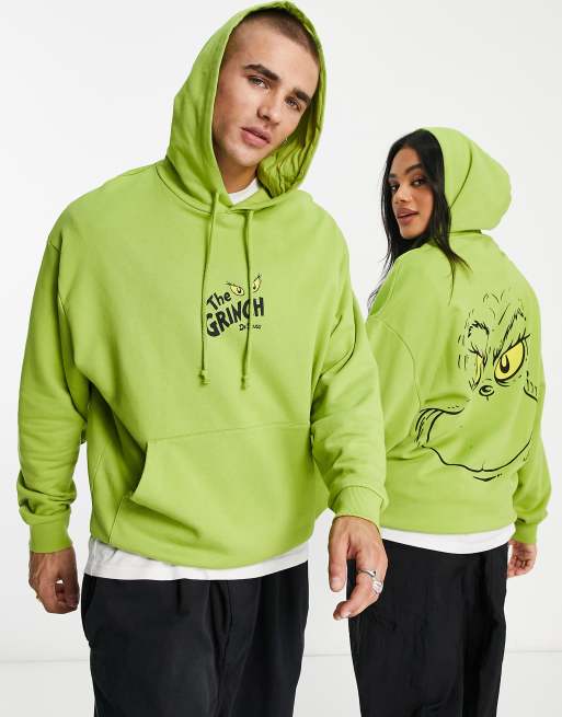 ASOS DESIGN oversized sweatshirt with The Grinch print in green