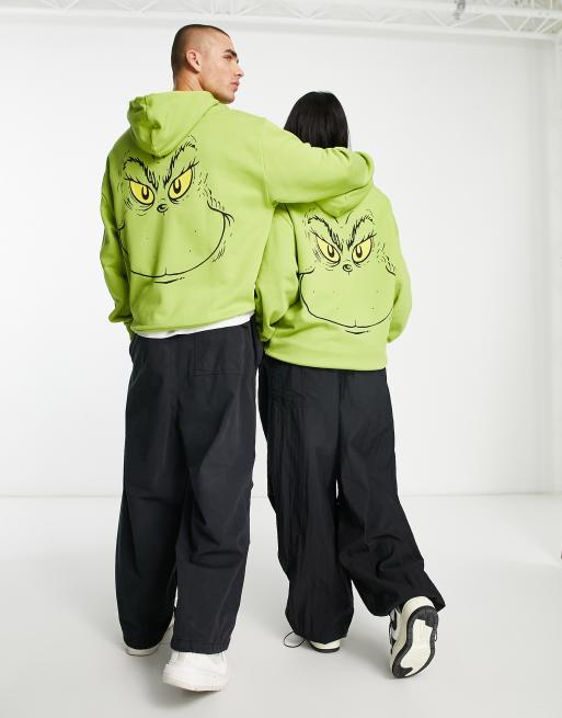 ASOS DESIGN oversized hoodie with Christmas Grinch print in green