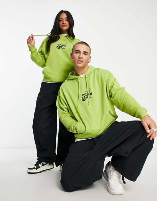 ASOS DESIGN oversized sweatshirt with The Grinch print in green