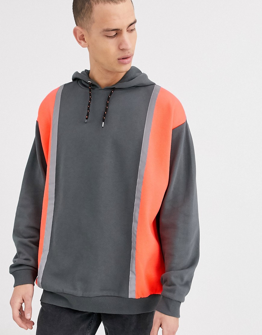ASOS DESIGN oversized hoodie with color block neon panels-Multi