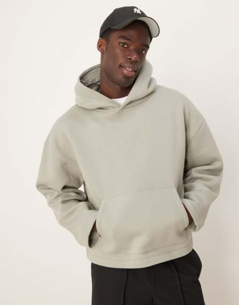 ASOS DESIGN oversized hoodie with fixed hem detail in khaki - view 1
