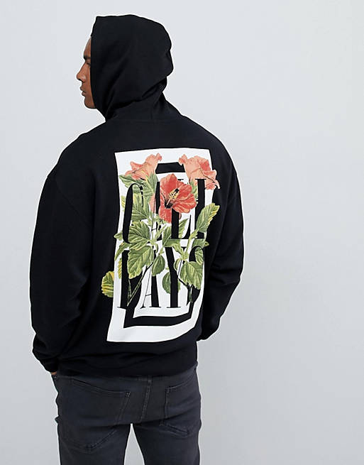 ASOS DESIGN oversized hoodie with floral back print in black | ASOS