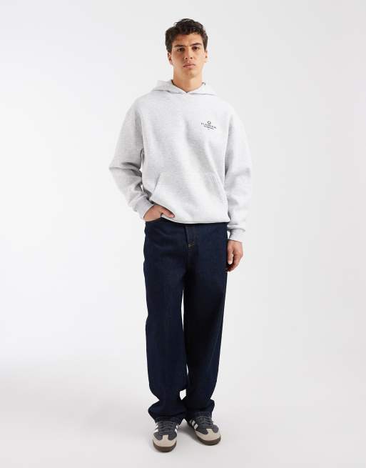 ASOS DESIGN oversized hoodie with football graphic in ice grey marl, 2 of 5