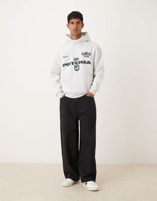 ASOS DESIGN oversized hoodie with football print in grey marl, 2 of 5