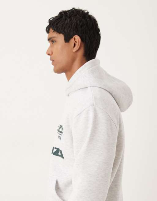 ASOS DESIGN oversized hoodie with football print in grey marl, 5 of 5