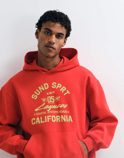 ASOS DESIGN oversized hoodie with front pigment print in red, 2 of 5