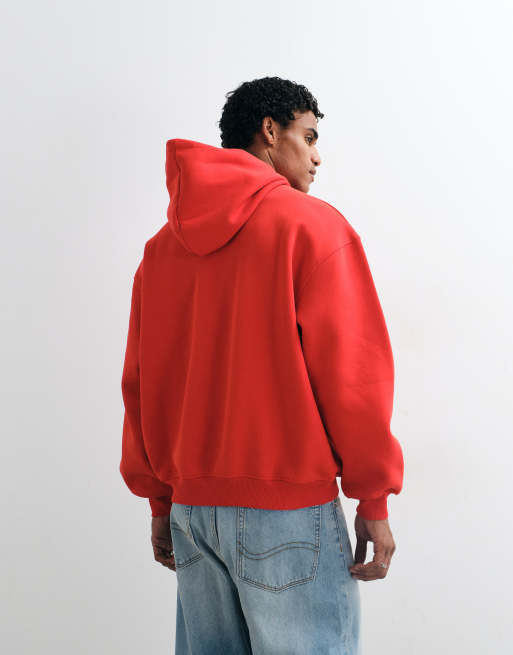 ASOS DESIGN oversized hoodie with front pigment print in red, 3 of 5