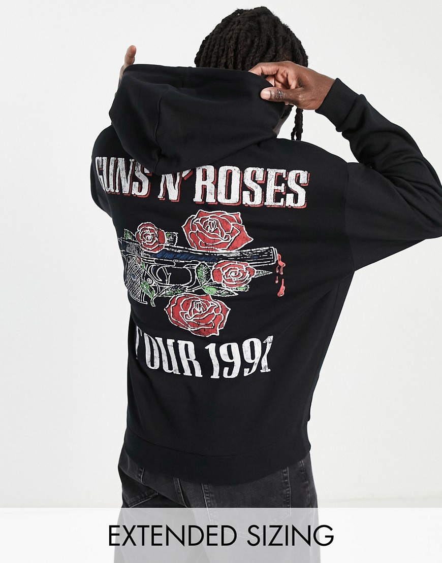 ASOS DESIGN oversized hoodie with Guns N' Roses prints in black