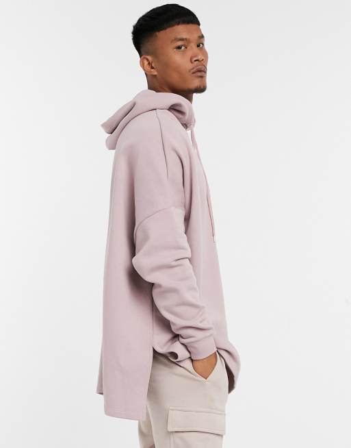 ASOS DESIGN oversized zip through hoodie in pink