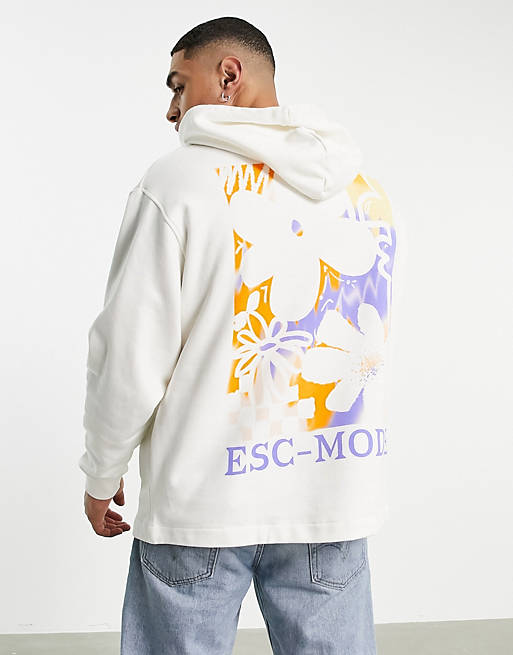 ASOS DESIGN oversized hoodie in white with large floral back print