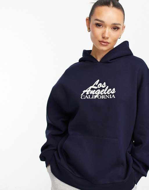 Asos navy online hoodie