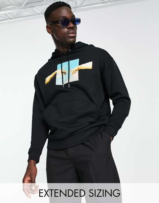 ASOS Design Unisex Oversized Hoodie with NFL Logo Prints in Black