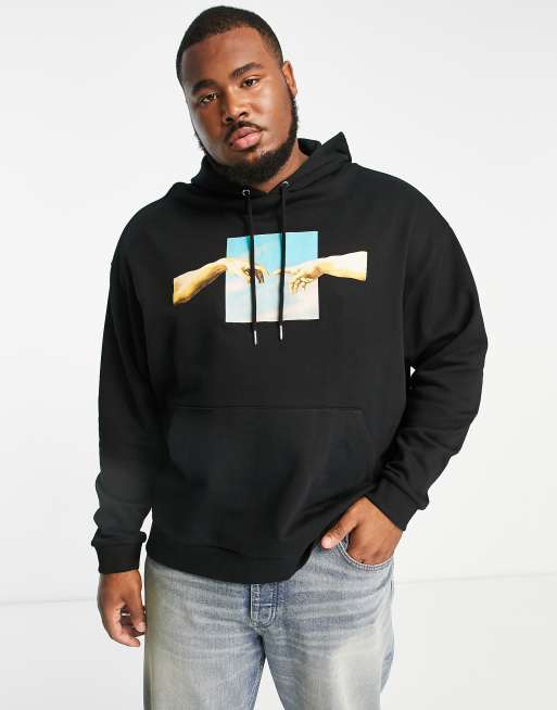 ASOS Design Unisex Oversized Hoodie with NFL Logo Prints in Black