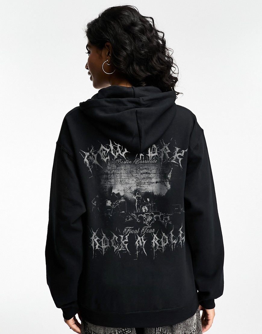 ASOS DESIGN oversized hoodie with New York rock graphic in black