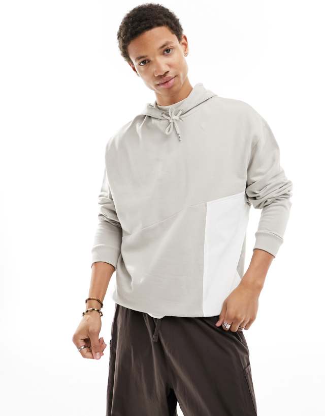 ASOS DESIGN - oversized hoodie with nylon pocket in beige