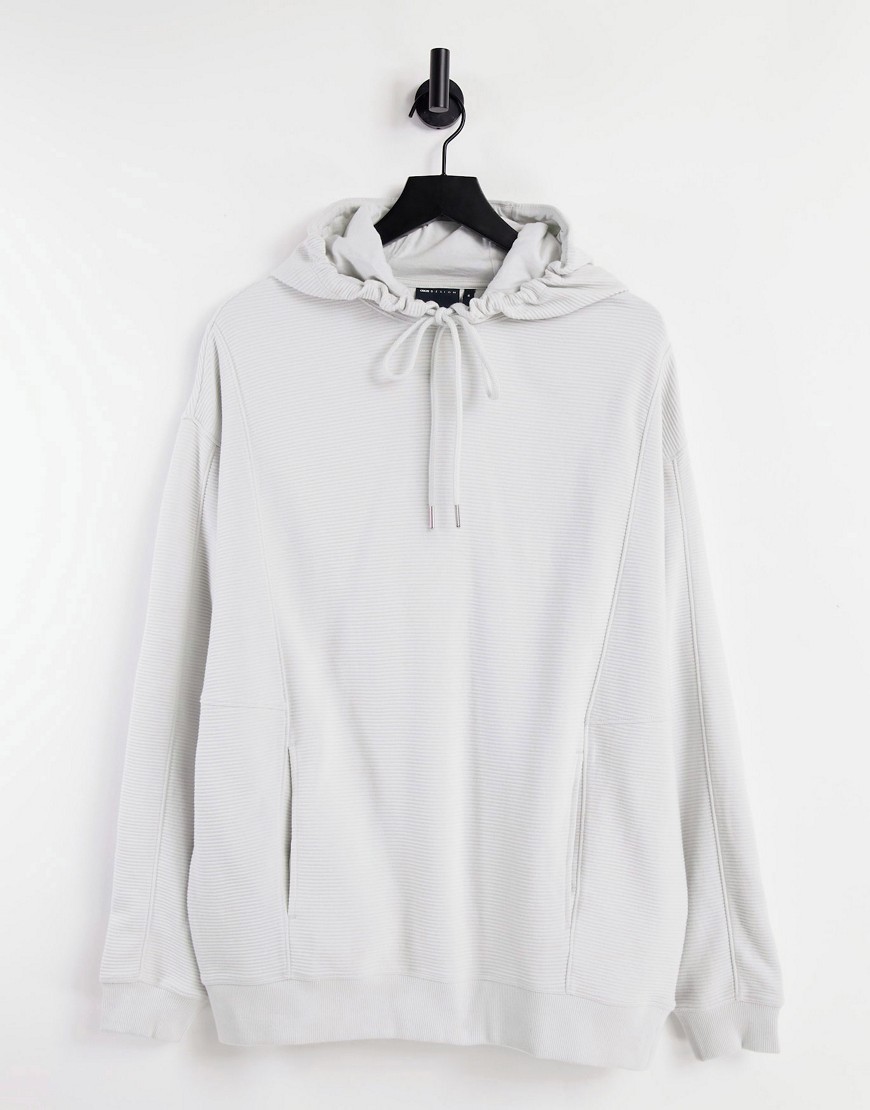 ASOS DESIGN oversized hoodie with panel detail in gray rib - part of a set-Grey