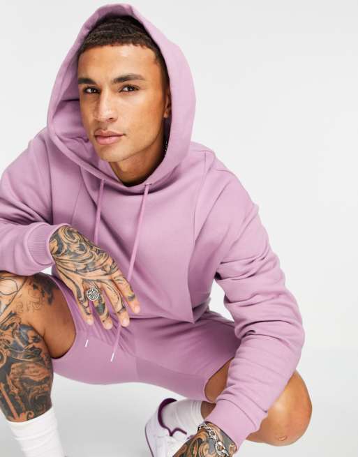 ASOS DESIGN oversized hoodie with pin tucks in purple - part of a set