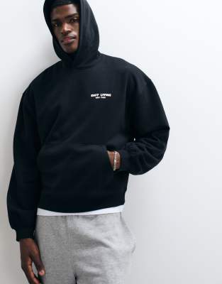Asos Design Oversized Hoodie With Print In Black
