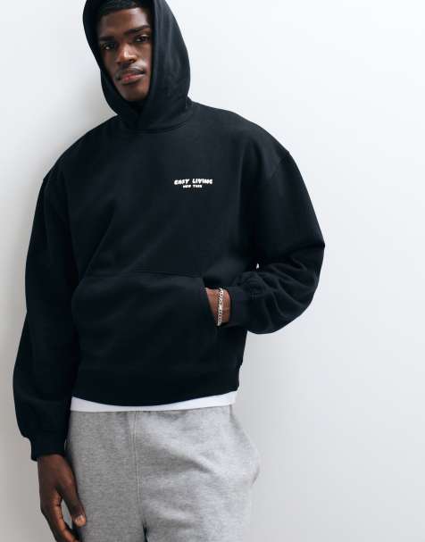 ASOS DESIGN oversized hoodie with print in black - view 1