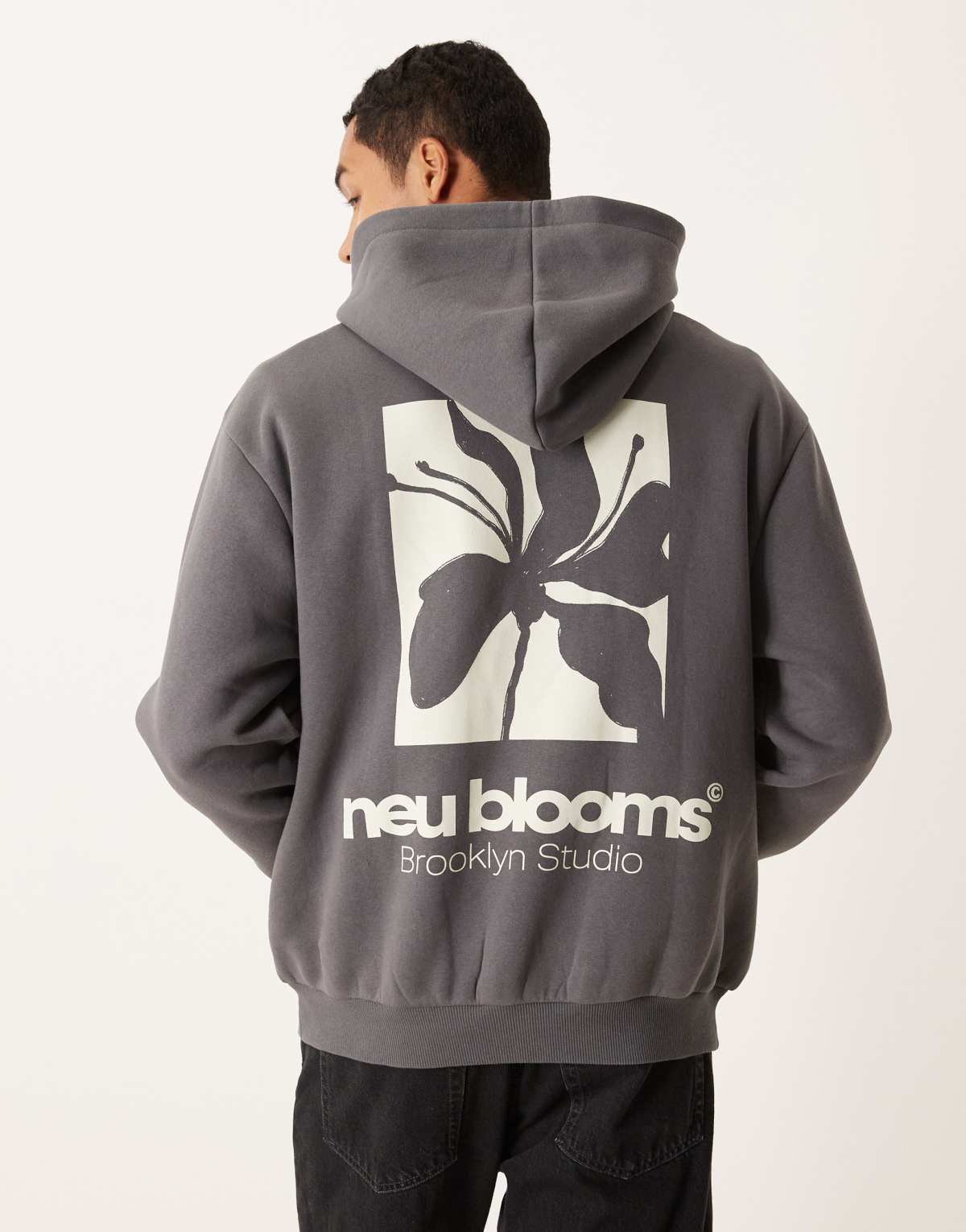 ASOS DESIGN oversized hoodie with print in dark grey
