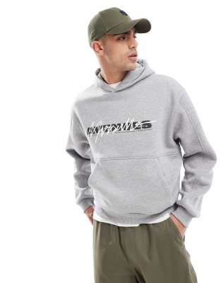 oversized hoodie with print in gray heather