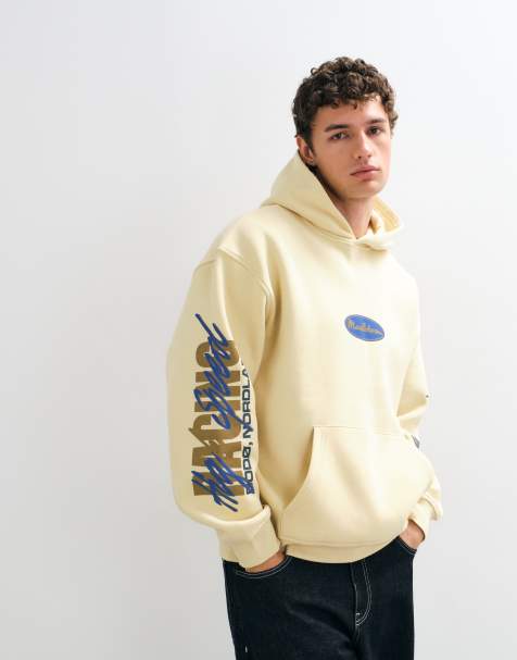 ASOS DESIGN oversized hoodie with print in yellow - view 1