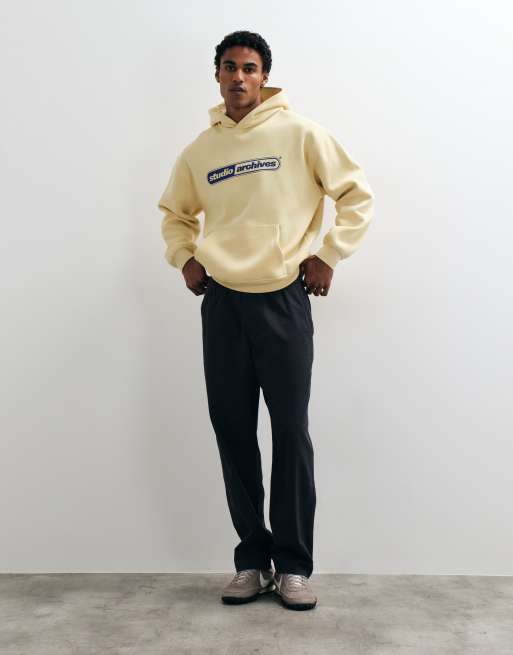 ASOS DESIGN oversized hoodie with print in yellow, 3 of 5