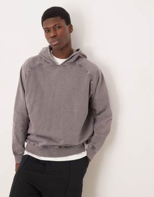 oversized hoodie with raglan sleeve in washed gray