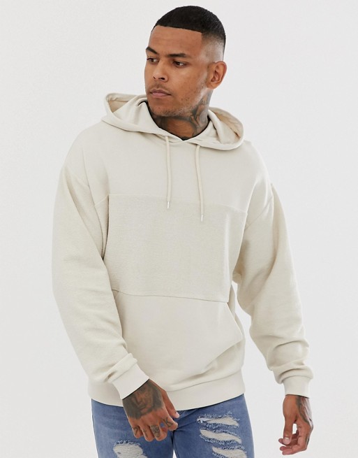 ASOS DESIGN oversized hoodie with reverse panel in beige | ASOS