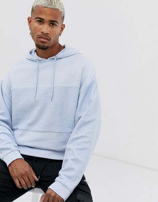ASOS DESIGN oversized hoodie with reverse panel in light blue | ASOS