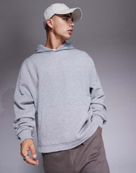 ASOS DESIGN oversized hoodie with side panel in heather gray