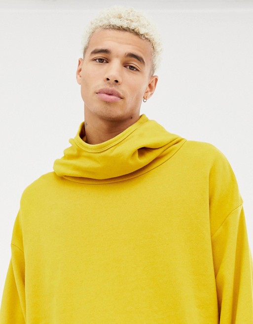 ASOS DESIGN oversized hoodie with slouch neck in yellow | ASOS