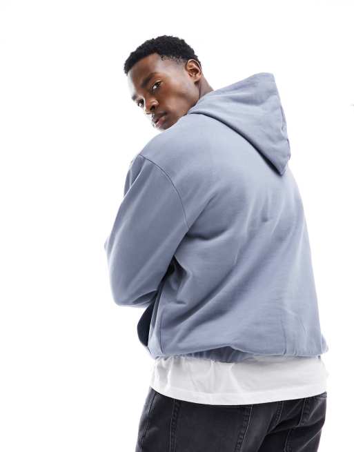 ASOS DESIGN oversized hoodie with snap neck detail in gray