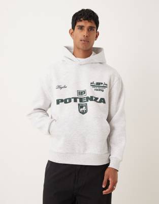Asos Design Oversized Hoodie With Soccer Print In Gray
