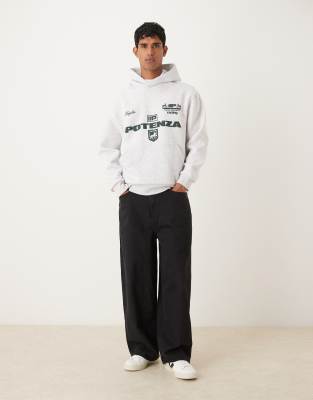 Asos Design Oversized Hoodie With Soccer Print In Gray