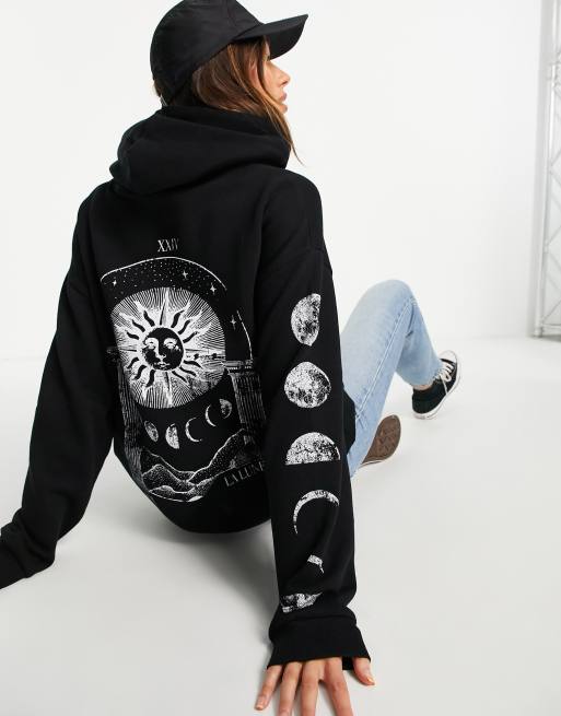 Black oversized graphic online hoodie