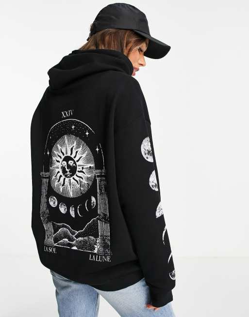 ASOS DESIGN oversized hoodie with solstice back graphic in black