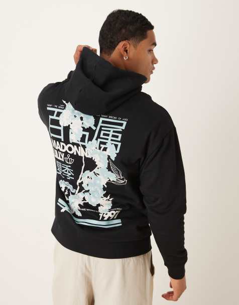 ASOS DESIGN oversized hoodie with souvenir print in black - view 1