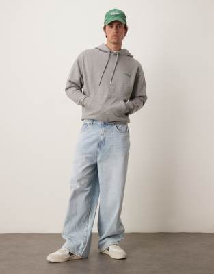Asos Design Oversized Hoodie With Souvenir Prints In Gray