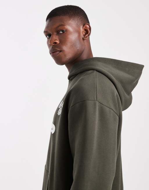 ASOS DESIGN oversized hoodie with sports print in green, 4 of 5