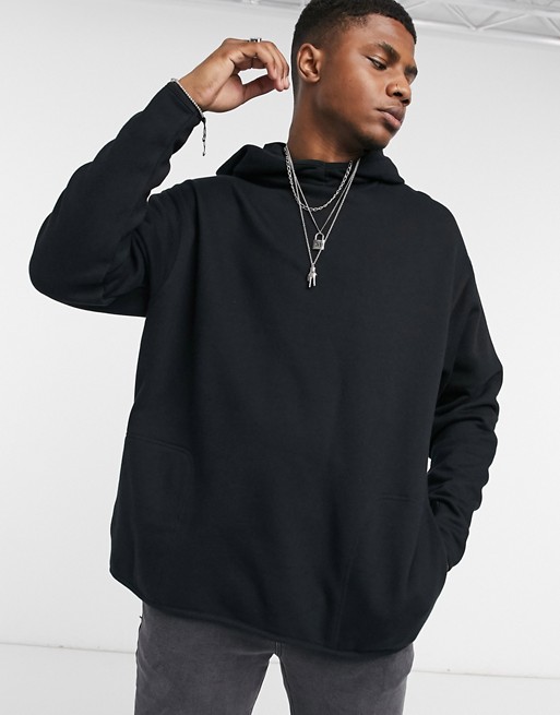 ASOS DESIGN oversized hoodie with square pockets in black | ASOS