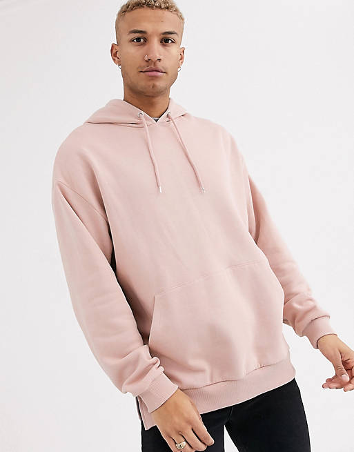 ASOS DESIGN oversized hoodie with stepped hem in pink | ASOS