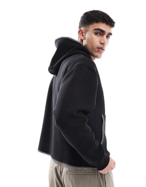 ASOS DESIGN oversized hoodie with stitching detail in black