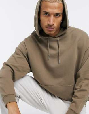 ASOS DESIGN oversized hoodie with t-shirt hem in brown | ASOS