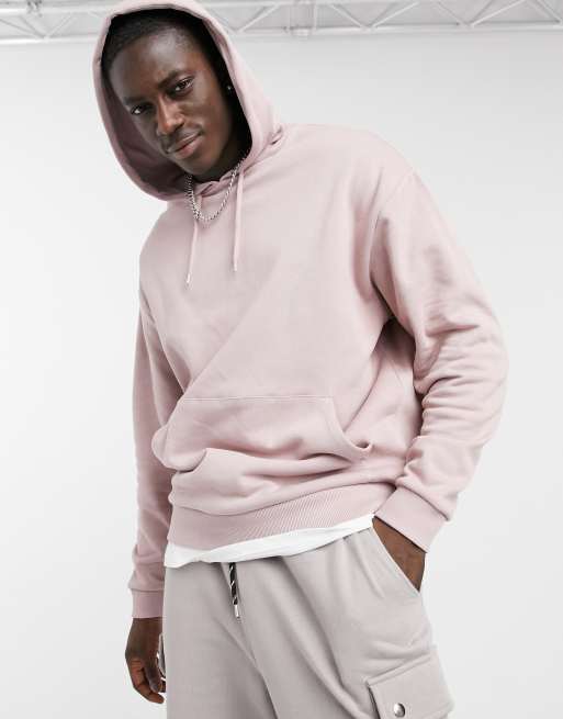 ASOS DESIGN oversized hoodie with t-shirt hem in dusty pink | ASOS