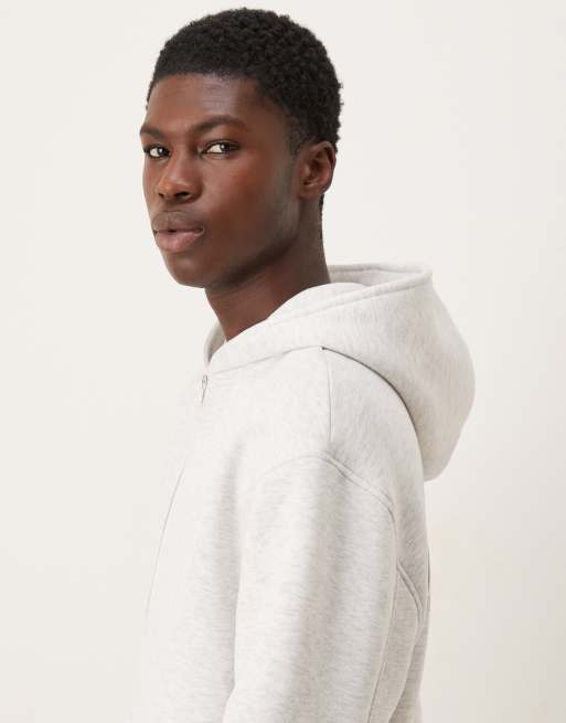 ASOS DESIGN oversized hoodie with text back print in gray heather, 4 of 5