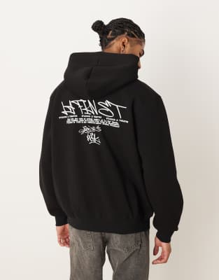 Asos Design Oversized Hoodie With Text Print In Black
