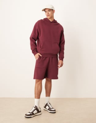 Asos Design Oversized Hoodie With Text Prints In Red