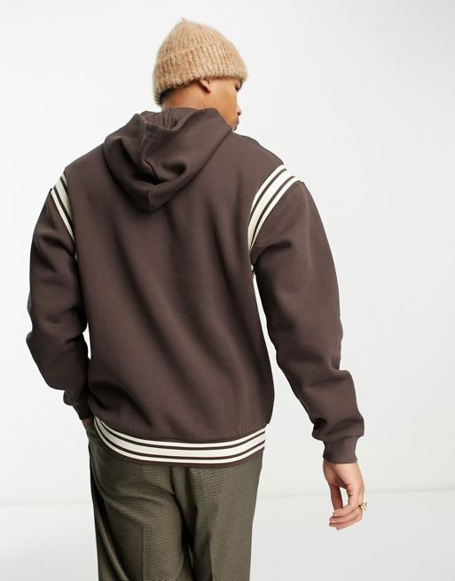 ASOS DESIGN oversized hoodie with ruched sleeves in brown